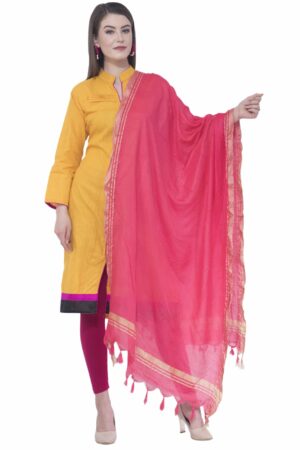 A R SILK Gajari Color Golden Border Dupattas & Chunnis