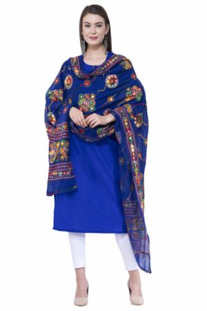 A R SILK Royal blue Color Gurjari Pure cotton Dupattas & Chunnis