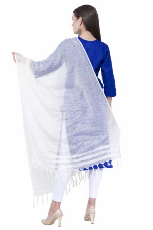 A R SILK White Color Kota cotton Cota cotton Dupattas & Chunnis