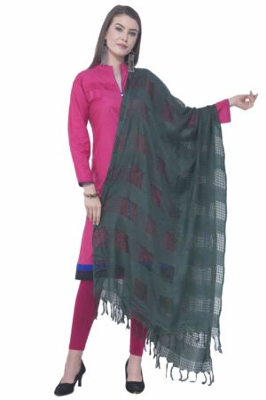 A R SILK Rama green Color Window square Cotton Dupattas & Chunnis