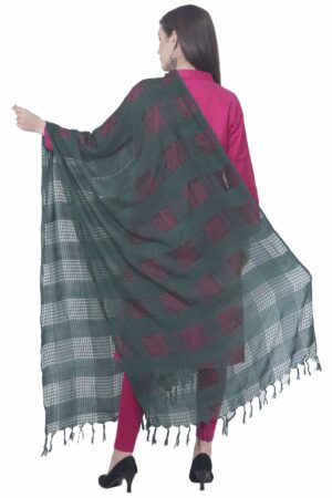 A R SILK Rama green Color Window square Cotton Dupattas & Chunnis