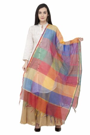 A R SILK Chanderi Multi Box Multi Box Multi Color Color Dupatta/Chunni