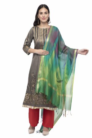 A R Silk Women’s Katan Soft Silk Multi Dye Multi Rainbow Regular Dupatta