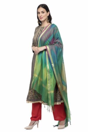 A R Silk Women’s Katan Soft Silk Multi Dye Multi Rainbow Regular Dupatta