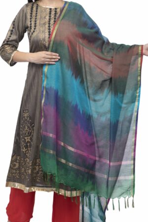 A R Silk Women’s Katan Soft Silk Multi Dye Multi Rainbow Regular Dupatta