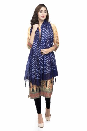 A R Silk Women’s Silk Jaipuri Print Navy Blue Regular Dupatta