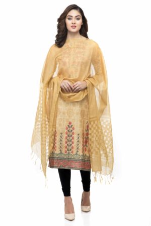 A R Silk Women’s Joot Cotton Buta Cutt Golden Regular Dupatta