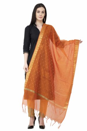 A R SILK VNS Border Buti Fancy Dupatta Orange Color Dupatta/Chunni