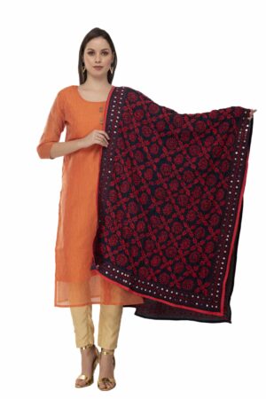 A R Silk Women’s Georgette Thread Work Navy Blue Fancy Dupatta