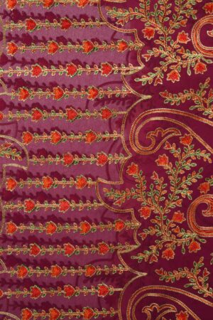 A R Silk Women’s Georgette Kashmiri Embroidery Purple Fancy Dupatta