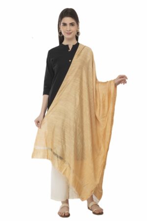 A R Silk Women’s Rayon Resham Border Golden Regular Dupatta