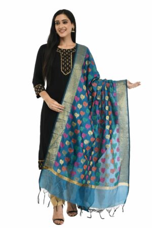 A R Silk Women’s Zari Embroidery Work Chanderi Peacock Rama Dupatta #Fancy Dupatta