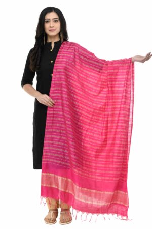 A R Silk Women’s Cotton Magenta Dupatta # Regular Dupatta