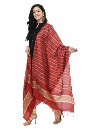 A R Silk Women’s Cotton Maroon Dupatta # Regular Dupatta