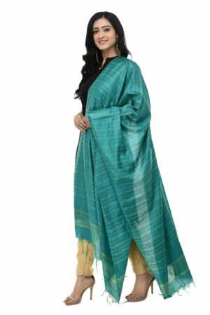 A R Silk Women’s Cotton Rama Green Dupatta # Regular Dupatta