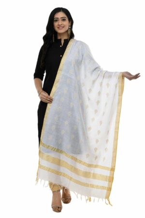 A R Silk Women’s Cotton White Dupatta # Regular Dupatta