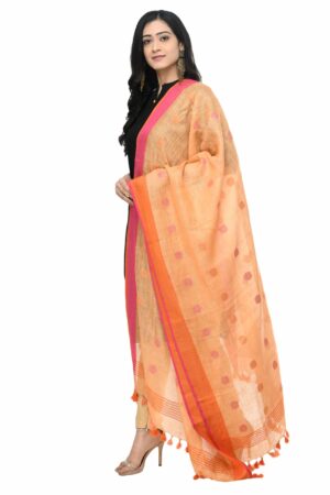 A R Silk Women’s Linen Peach Dupatta # Fancy Dupatta