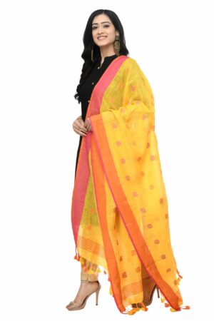 A R Silk Women’s Linen Yellow Dupatta # Fancy Dupatta