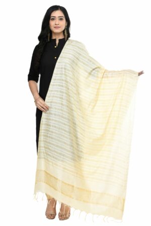 A R Silk Women’s Cotton Cream Dupatta # Regular Dupatta