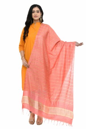 A R Silk Women’s Cotton Dark Peach Dupatta # Regular Dupatta