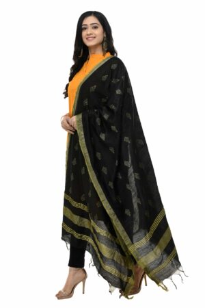 A R Silk Women’s Cotton Black Dupatta # Regular Dupatta