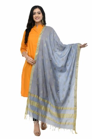 A R Silk Women’s Cotton Grey Dupatta # Regular Dupatta