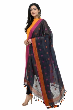 A R Silk Women’s Linen Navy Blue Dupatta # Fancy Dupatta