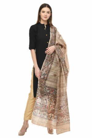 A R Silk Women’s Ghicha Silk Golden Handprint Dupatta # Fancy Dupatta