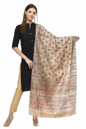 A R Silk Women’s Ghicha Silk Handprinted Golden Dupatta # Fancy Dupatta