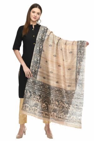 A R Silk Women’s Ghicha Silk Handprint Dupatta Fancy Dupatta