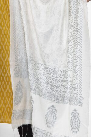 A R SILK Women’s Modal Cotton White Printed Dupatta # Party Wear