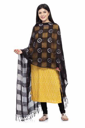 A R SILK Women’s Cotton Black Batik Print Dupatta # Party Wear