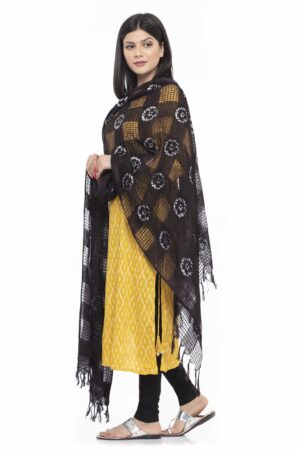 A R SILK Women’s Cotton Black Batik Print Dupatta # Party Wear