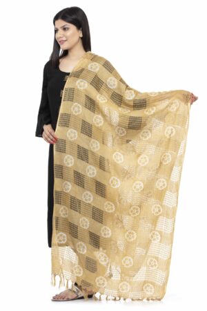 A R SILK Women’s Cotton Golden Batik Print Dupatta # Party Wear