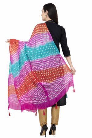 A R SILK Bandhej Multi Tasal Fancy Dupatta Color Multi color Dupatta/Chunni