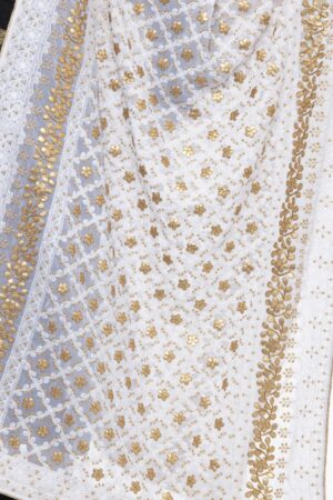 A R SILK Women’s Georgette White Nett Lucknowi Embroidery Work Dupatta # Party Wear