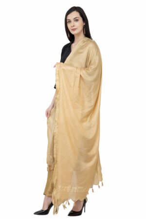 A R SILK Golden Border Regular Dupatta Color Golden Dupatta/Chunni