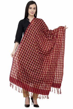 A R SILK Golden Box Regular Dupatta Color Maroon Dupatta/Chunni