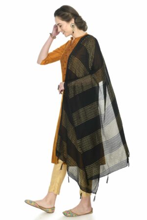 A R SILK Women’s Self Embroidery,Regular Wear Dupatta,Desinger Dupatta Black Colour Chiffon Regular Dupattas & Chunnis