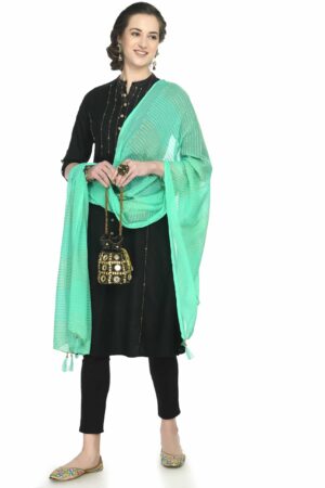 A R SILK Women’s Self Embroidery,Regular Wear Dupatta,Desinger Dupatta Light Green Colour Chiffon Regular Dupattas & Chunnis