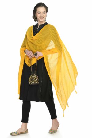 A R SILK Women’s Self Embroidery,Regular Wear Dupatta,Desinger Dupatta Yellow Colour Chiffon Regular Dupattas & Chunnis