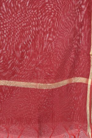 A R SILK Women’s Golden Border Maroon Colour  Chanderi Cotton Regular Dupattas/Chunnis