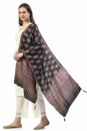 A R Silk Women’s Printed Multi Colour Cotton Regular Dupatta/Chunnis