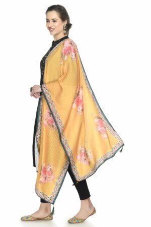 A R Silk Women’s Printed Multi Colour Cotton Regular Dupatta/Chunnis