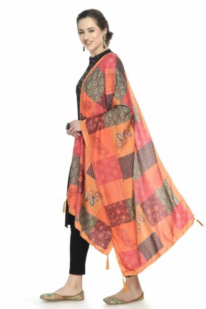 A R Silk Women’s Printed Multi Colour Cotton Regular Dupatta/Chunnis