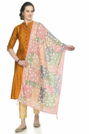 A R Silk Women’s Printed Multi Colour Cotton Regular Dupatta/Chunnis