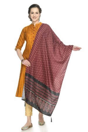 A R Silk Women’s Printed Multi Colour Cotton Regular Dupatta/Chunnis