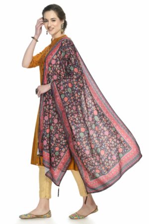 A R Silk Women’s Printed Multi Colour Cotton Regular Dupatta/Chunnis