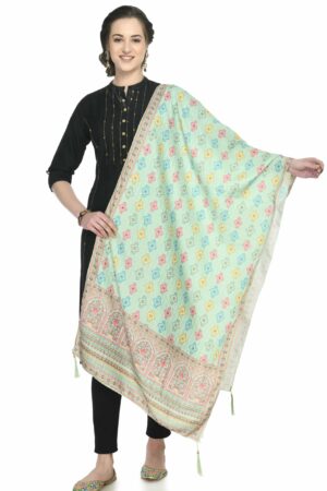 A R Silk Women’s Printed Multi Colour Cotton Regular Dupatta/Chunnis