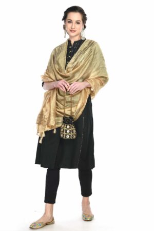 A R SILK Women’s Gota Work Gold Colour Silk Fancy Dupattas/Chunnis